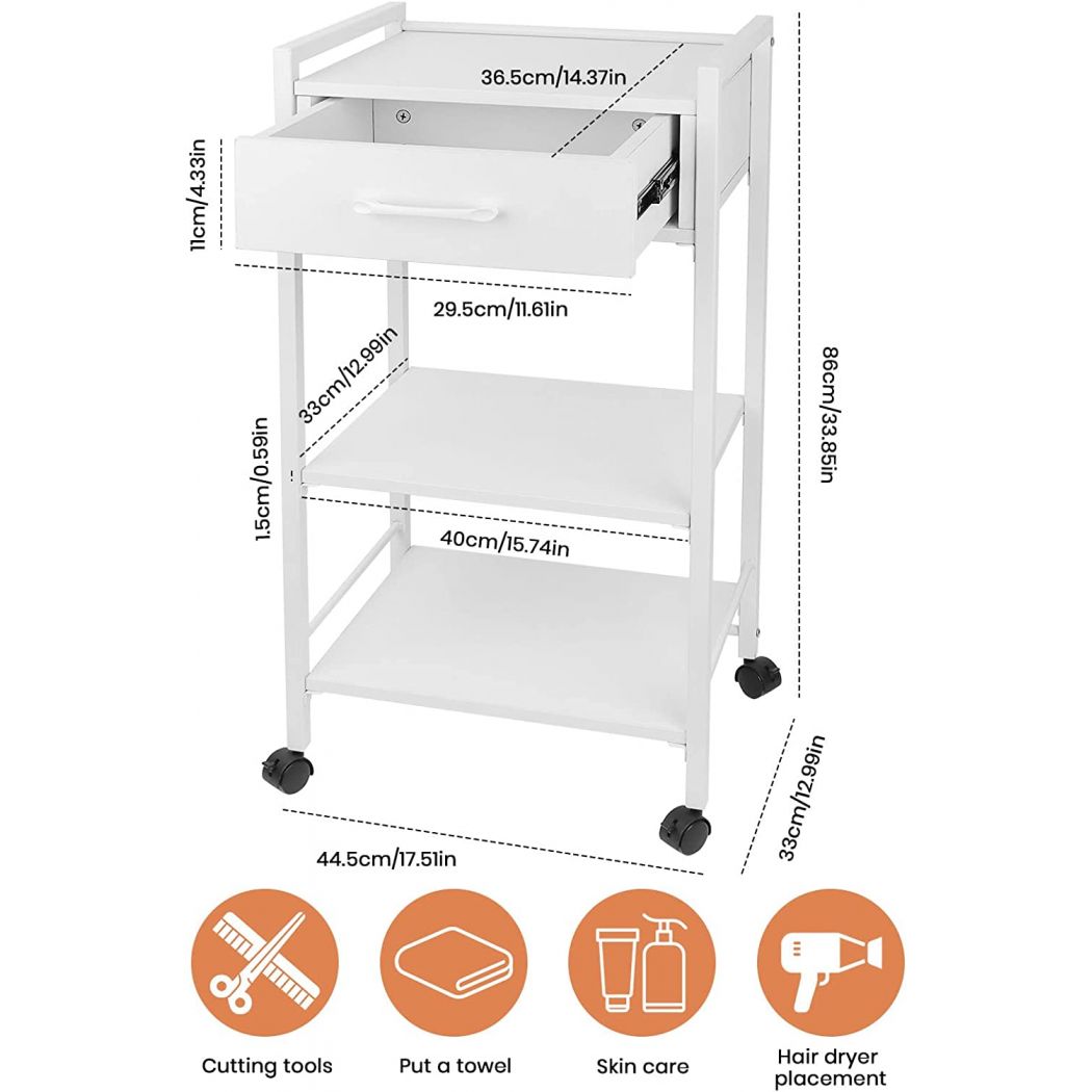 Storage Rack Serving Trolley for Salon 